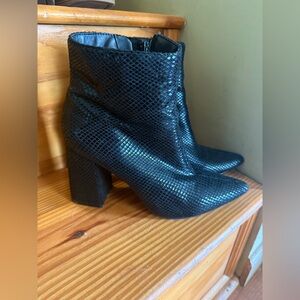 Nasty Gal Black Snakeskin Heeled Booties